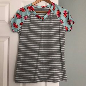 Striped Floral Tee